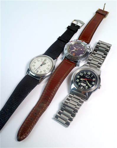 Lot 59 - Two West End Watch Co. Watches and a Vostok Amphibia.