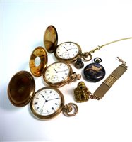 Lot 51 - A collection of miscellaneous items including four pocket watches and one wristwatch.
