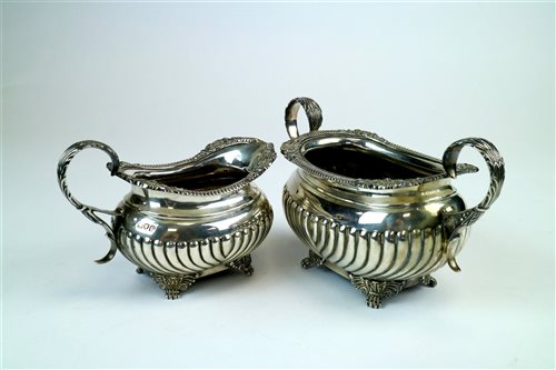 Lot 8 - A silver cream jug and sugar bowl