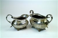 Lot 8 - A silver cream jug and sugar bowl