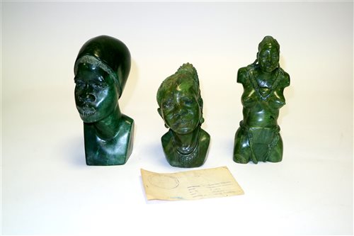 Lot 283 - Three African carved Virdite