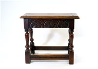 Lot 341 - A joined oak stool in 17th century style