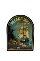 Lot 391 - A painted oak pub sign for The Wharf Inn