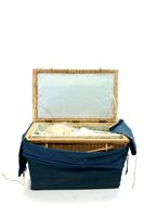Lot 393 - A vintage wicker hamper containing a collection of Victorian and later linens