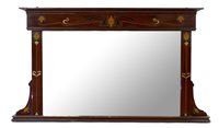 Lot 360 - A mahogany framed oval mantel mirror in the art nouveau style