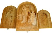 Lot 134 - A group of five late 20th century carved hardwood ecclesiastical panels