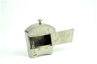 Lot 9 - A white metal masonic snuff box
