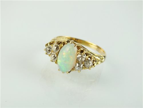 Lot 140 - An opal and diamond ring