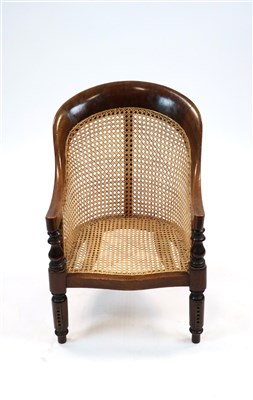 Lot 904 - A 19th century mahogany framed child's bergere tub chair