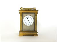 Lot 444 - A French gilt brass carriage clock, late 19th century