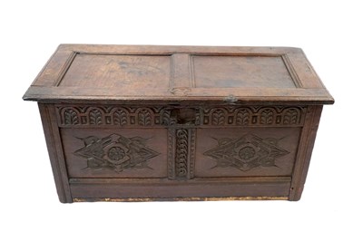 Lot 851 - A joined oak chest dated 1672