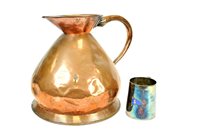 Lot 144 - A early 20th century copper two gallon measure and a tankard