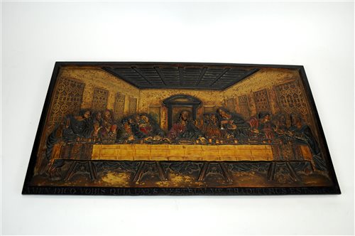 Lot 287 - A Coalbrookdale cast iron panel depicting the last supper of Christ