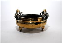 Lot 306 - A large Chinese brass censer