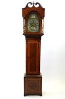 Lot 701 - A George III mahogany and satinwood longcase clock