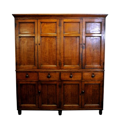 Lot 547 - A Regency oak and ebony strung house keeper’s cupboard