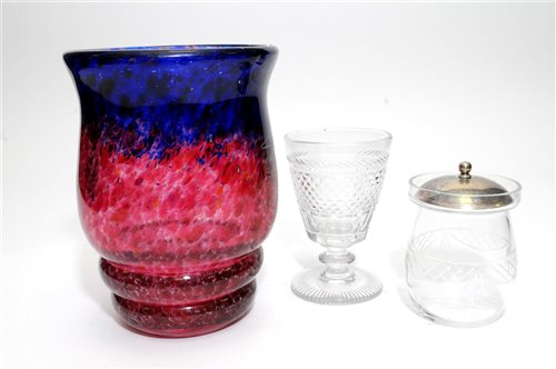 Lot 70 - A Scottish Monart style art glass vase and a quantity of cut and pressed drinking glassware