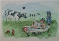 Lot 217 - Tramp in a bath reading Financial Times