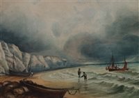 Lot 277 - Beach scene watercolour