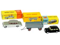 Lot 311 - Corgi Taxi, Dinky Rolls Royce and Large Trailer in early picture boxes.