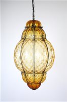 Lot 299 - Two very large similar 20th century Italian glass ceiling lanterns