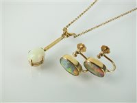 Lot 149 - A pair of opal earrings and a necklace