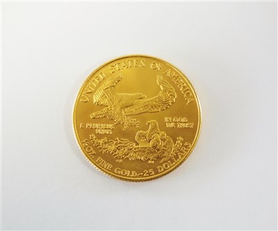 Lot 251 - A USA 25 dollars gold coin