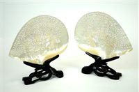 Lot 336 - A pair of Chinese carved and pierced mother of pearl panels