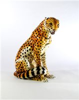 Lot 197 - A large 20th century Italian porcelain model of a seated cheetah