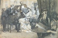 Lot 205 - Edwardian gouache scene