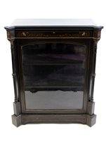 Lot 264 - A pair of Victorian ebony and inlaid and gilt metal mounted side cabinets