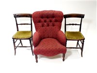 Lot 345 - A small upholstered armchair