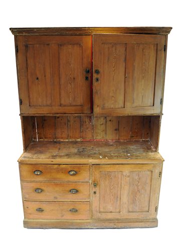 Lot 387 - A large country stripped pine kitchen dresser