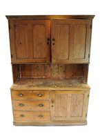 Lot 387 - A large country stripped pine kitchen dresser