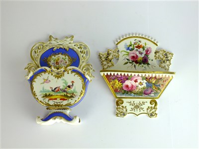 Lot 344 - Two English porcelain wall pockets or letter racks