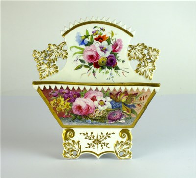 Lot 344 - Two English porcelain wall pockets or letter racks