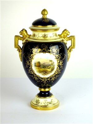 Lot 347 - A Coalport twin-handled landscape vase and cover