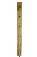 Lot 396 - An old country pine wall hanging cloak/linen rack together with two large mahogany curtain rails