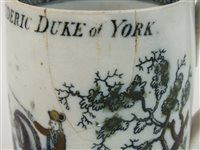 Lot 42 - A rare Staffordshire Frederick Duke of York mug