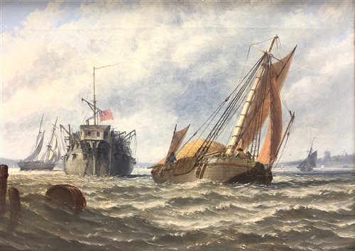 Lot 49 - Stuart H Bell, Prison hulk and other shipping along the coast