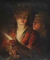 Lot 487 - Dutch School, late 19th century - A Couple lit by Candlelight