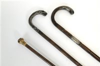 Lot 653 - A trio of bamboo walking canes