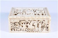Lot 244 - A Chinese export carved ivory gaming counter box, Canton, early 19th century