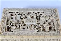 Lot 244 - A Chinese export carved ivory gaming counter box, Canton, early 19th century