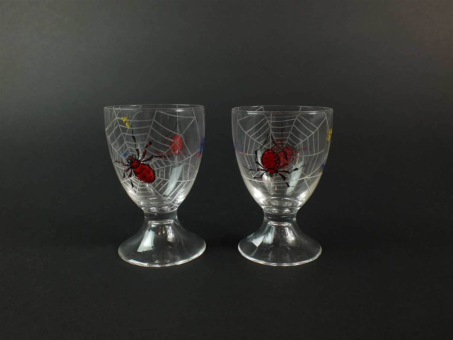 Lot 108 - A pair of Stuart enamelled 'Spider' cocktail glasses
