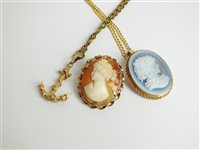 Lot 38 - A 9ct gold hardstone cameo pendant