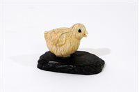 Lot 373 - A Japanese carved ivory study of a chick