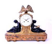 Lot 202 - A French Louis XVI period month going Sienna marble clock