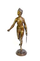 Lot 388 - A French 19th century bronze figure of Diana the Huntress