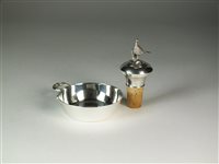 Lot 185 - A silver mounted bottle stopper and a wine taster